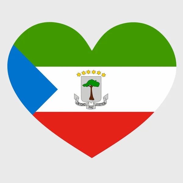 Ilustración Vectorial Bandera Guinea Ecuatorial Con Corazón Aislado Sobre Fondo — Archivo Imágenes Vectoriales