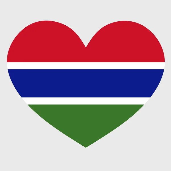 Gambia Zászló Vektor Illusztrációja Egyszerű Háttérrel Elszigetelt Szív Alakú — Stock Vector
