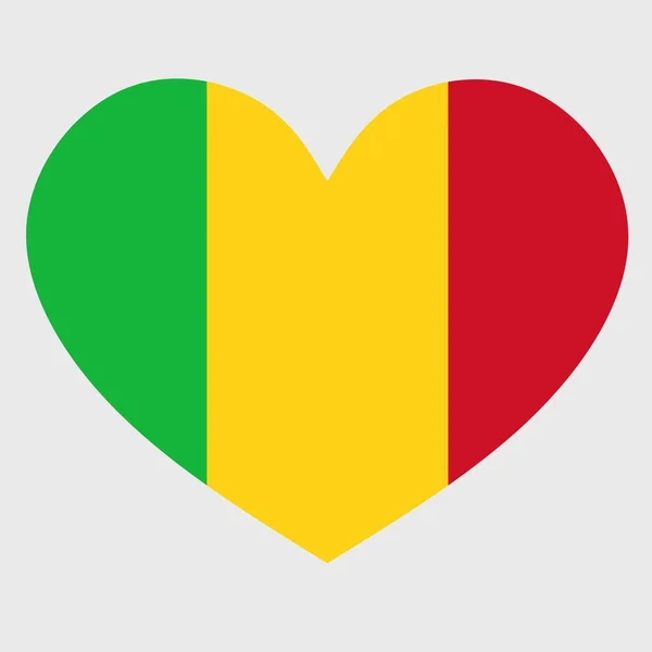 Vektor Illustration Mali Flaggan Med Ett Hjärta Formad Isolerad Slät — Stock vektor