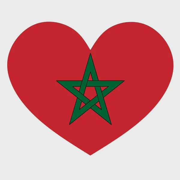 Ilustración Vectorial Bandera Marruecos Con Corazón Aislado Sobre Fondo Liso — Archivo Imágenes Vectoriales