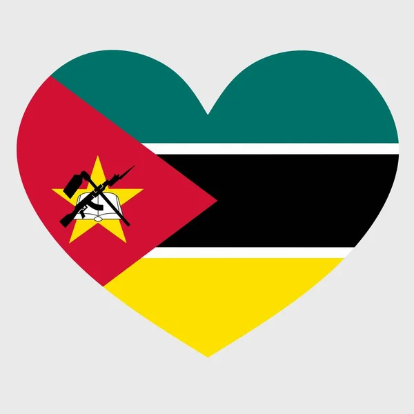 Візуальне Зображення Мозамбікського Прапора Серцеподібною Формою Ізольованою Простому Тлі — стоковий вектор