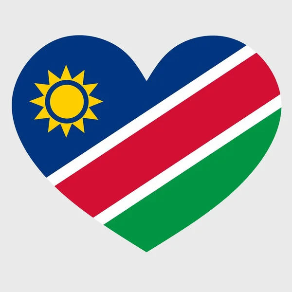 Vektorillustration Der Namibia Flagge Mit Einem Herzförmigen Isolierten Auf Schlichtem — Stockvektor