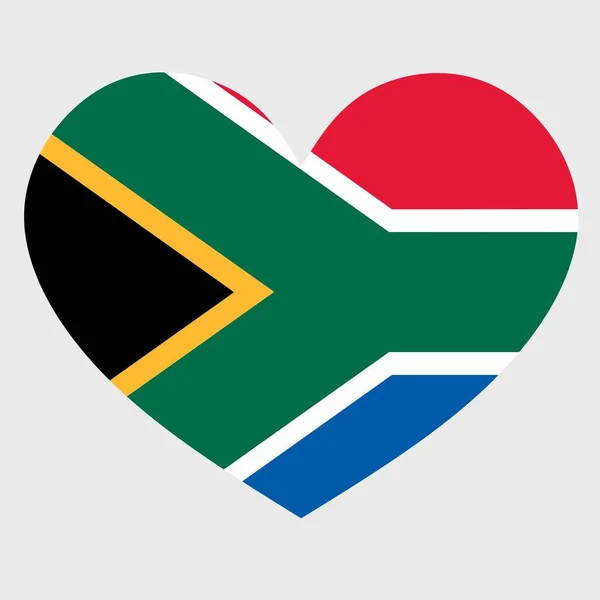 Візуальне Зображення Прапора Південної Африки Серцевидною Формою Ізольованою Відкритому Фоні — стоковий вектор