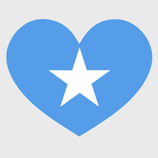 Sade Arka Planda Izole Edilmiş Kalp Şeklinde Somali Bayrağının Vektör — Stok Vektör