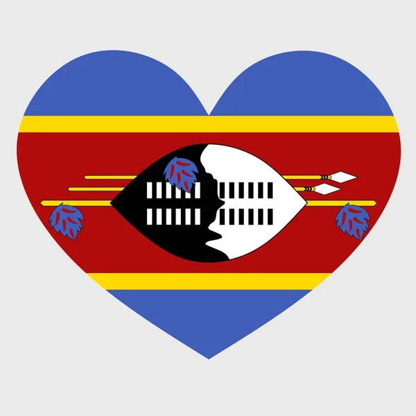 Εικονογράφηση Διάνυσμα Της Σημαίας Σουαζιλάνδης Eswatini Μια Καρδιά Σχήμα Απομονωμένη — Διανυσματικό Αρχείο