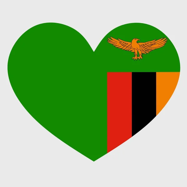 Ilustración Vectorial Bandera Zambia Con Corazón Aislado Sobre Fondo Liso — Archivo Imágenes Vectoriales