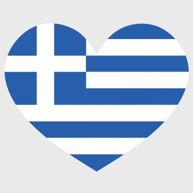 Arka planda izole edilmiş kalp şeklinde Yunanistan bayrağının vektör illüstrasyonu.