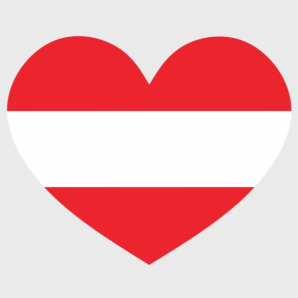 奥地利国旗的矢量图解 心形孤立在平坦的背景上 — 图库矢量图片