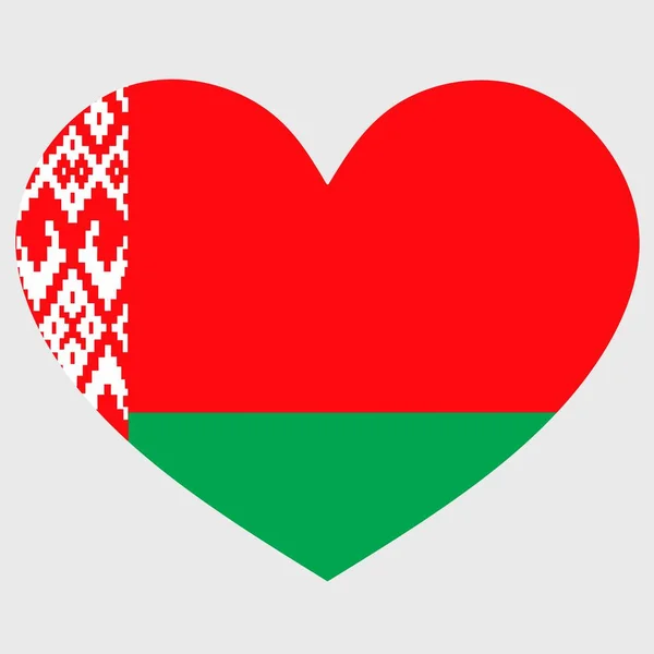 Wektor Ilustracja Białoruski Sztandar Serce Kształcie Odizolowany Równy Tło — Wektor stockowy