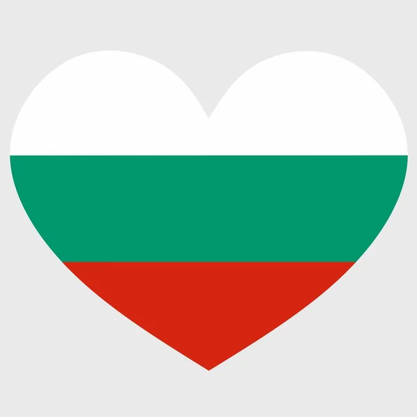 Ilustracja Wektorowa Flagi Bułgarii Odizolowanym Sercem Równym Tle — Wektor stockowy