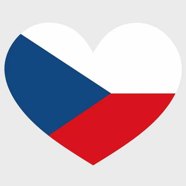 Візуальне Зображення Прапора Чеської Республіки Сердечною Формою Ізольованим Простому Тлі — стоковий вектор