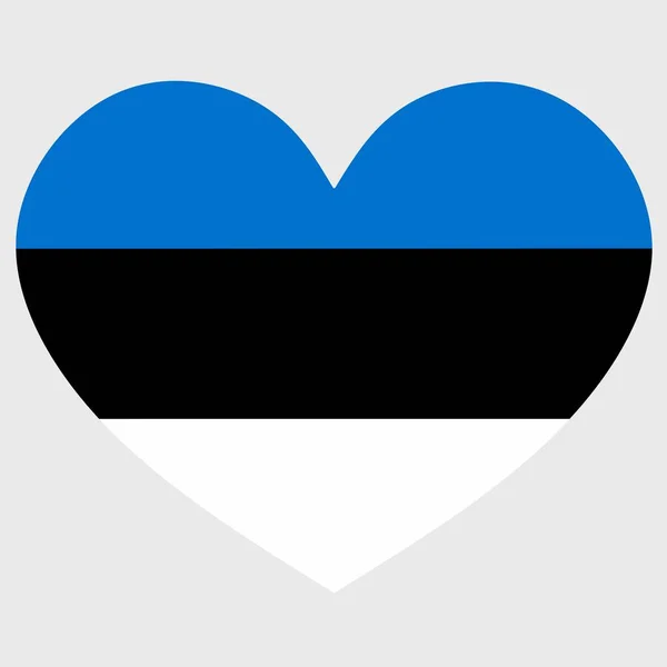 Ilustración Vectorial Bandera Estonia Con Corazón Aislado Sobre Fondo Liso — Archivo Imágenes Vectoriales