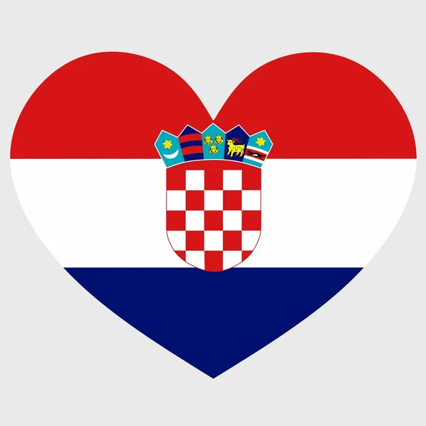 Візуальне Зображення Хорватського Прапора Сердечною Формою Ізольованим Простому Фоні — стоковий вектор