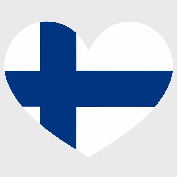 Illustrazione Vettoriale Della Bandiera Finlandese Con Cuore Isolato Sfondo Chiaro — Vettoriale Stock