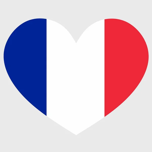 フランス国旗のベクトル図で ハート型を平地に孤立させたもの — ストックベクタ