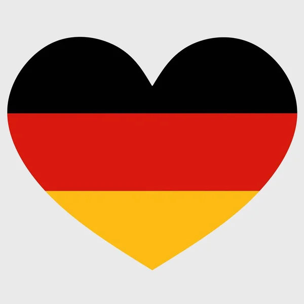 Düz Arkaplanda Izole Edilmiş Bir Kalple Almanya Bayrağının Vektör Illüstrasyonu — Stok Vektör
