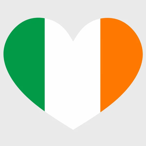 Ilustração Vetorial Bandeira Irlanda Com Coração Forma Isolada Fundo Liso —  Vetores de Stock