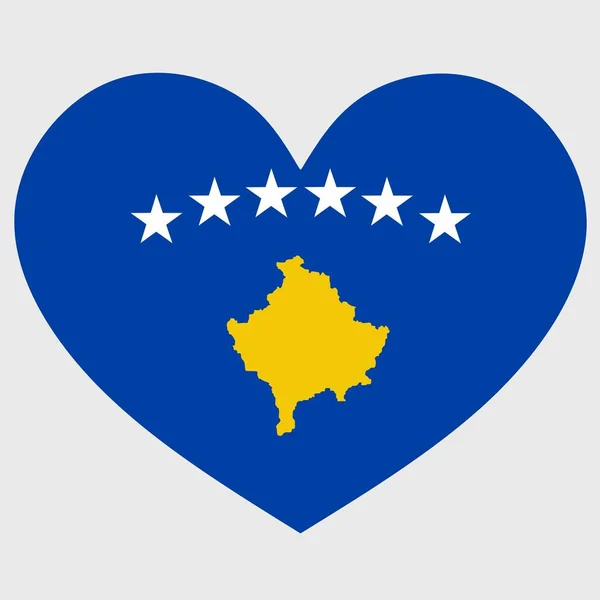 Vektorillustration Kosovos Flagga Med Ett Hjärta Format Isolerat Slät Bakgrund — Stock vektor