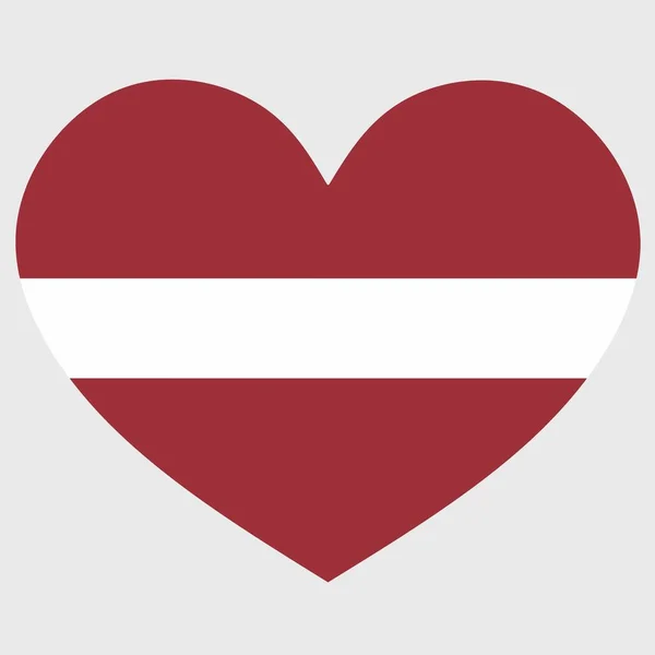 拉脱维亚国旗的矢量图解 心形孤立在平坦的背景上 — 图库矢量图片