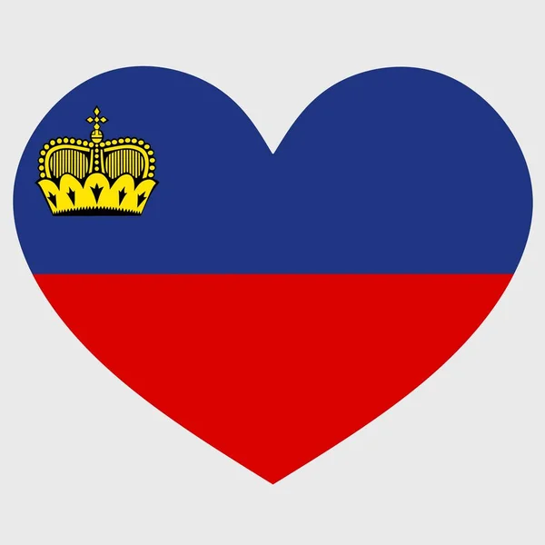 Vektorillustration Liechtensteins Flagga Med Ett Hjärta Format Isolerat Slät Bakgrund — Stock vektor