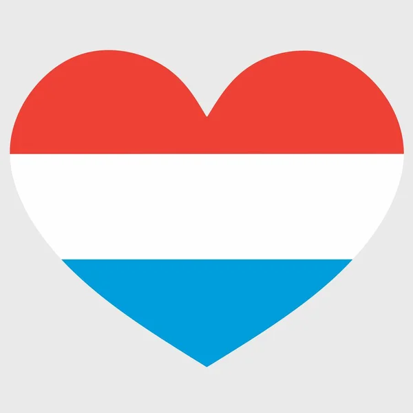 Ilustracja Wektorowa Flagi Luksemburga Wyizolowanym Sercem Równym Tle — Wektor stockowy