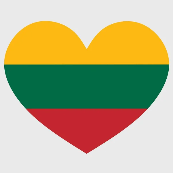 Ilustración Vectorial Bandera Lituania Con Corazón Aislado Sobre Fondo Liso — Archivo Imágenes Vectoriales