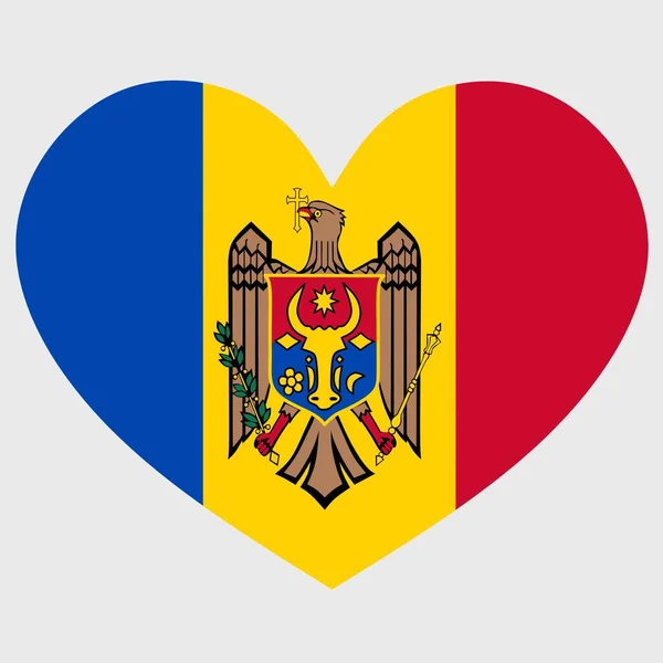 Εικονογράφηση Διάνυσμα Της Σημαίας Της Μολδαβίας Μια Καρδιά Σχήμα Απομονωμένο — Διανυσματικό Αρχείο