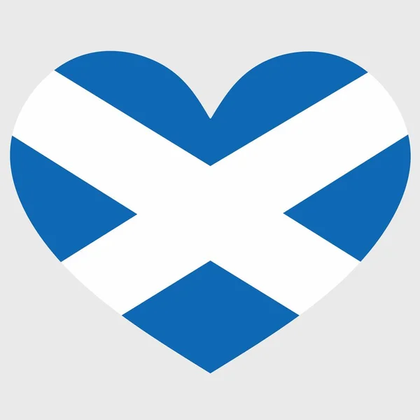 Vektor Illustration Skottland Flagga Med Ett Hjärta Formad Isolerad Slät — Stock vektor