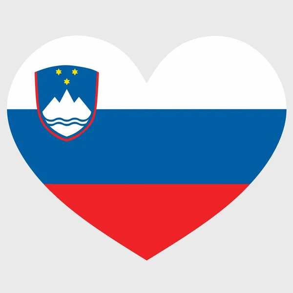 Візуальне Зображення Прапора Словенії Сердечною Формою Ізольованим Простому Фоні — стоковий вектор
