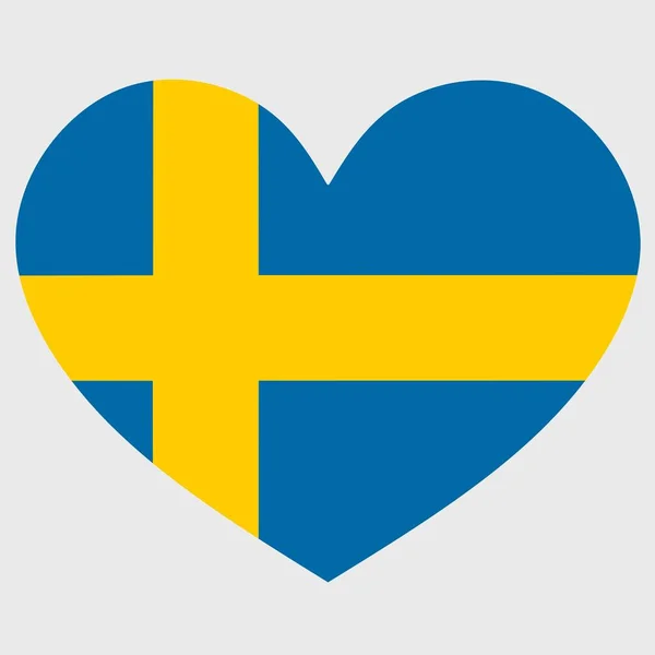 Vector Illustration Sweden Flag Heart Shaped Isolated Plain Background — Stock Vector