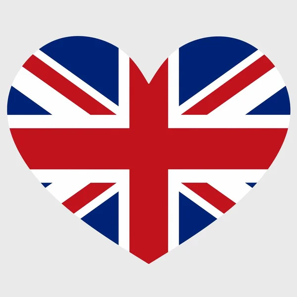 Векторная Иллюстрация Флага Великобритании Великобритании Сердцем Форме Изолированного Обычном Фоне — стоковый вектор