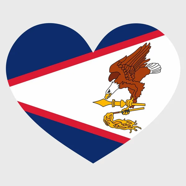 Ilustración Vectorial Bandera Samoa Americana Con Corazón Aislado Sobre Fondo — Archivo Imágenes Vectoriales