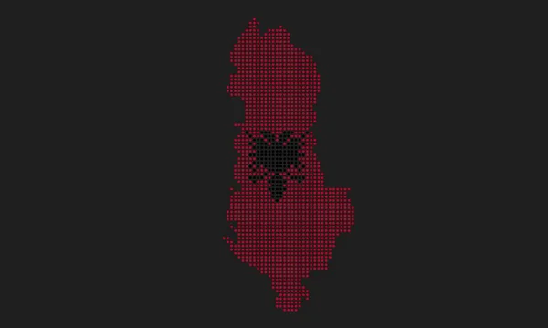 Bandera Albania Punteada Mapa Con Textura Grunge Estilo Punto Mosaico — Vector de stock