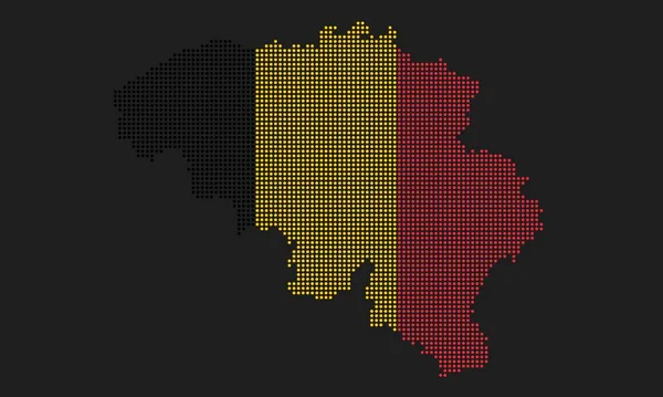 België Stippelde Een Kaart Vlag Met Grunge Textuur Mozaïek Dot — Stockvector