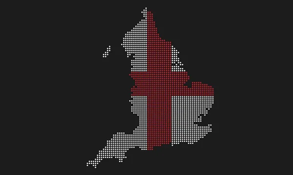 Anglia Pontozott Térkép Zászló Grunge Textúra Mozaik Pont Stílusban Absztrakt — Stock Vector