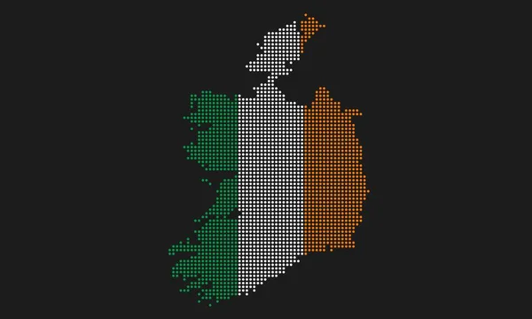 Irlanda Pontilhada Bandeira Mapa Com Textura Grunge Estilo Mosaico Ponto — Vetor de Stock