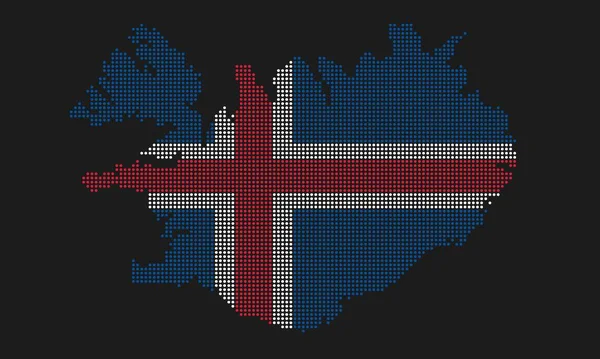 Bandiera Mappa Punteggiata Islanda Con Grunge Texture Stile Dot Mosaico — Vettoriale Stock