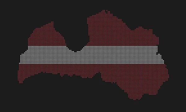 ラトビアはモザイクドットスタイルでグランジのテクスチャとマップフラグを点線 インフォグラフィックのためのハーフトーン効果を持つ国の地図の抽象的なピクセルベクトルイラスト — ストックベクタ