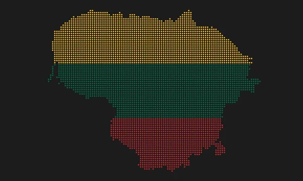 リトアニアはモザイクドットスタイルでグランジのテクスチャとマップフラグを点線 インフォグラフィックのためのハーフトーン効果を持つ国の地図の抽象的なピクセルベクトルイラスト — ストックベクタ