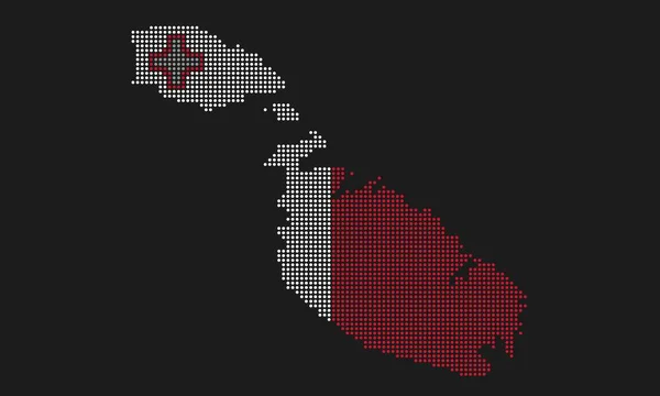 Malta Prickig Karta Flagga Med Grunge Konsistens Mosaik Dot Stil — Stock vektor