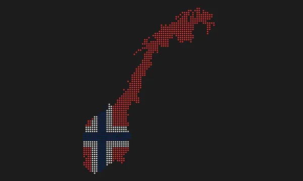 Noorwegen Gestippelde Kaart Vlag Met Grunge Textuur Mozaïek Dot Stijl — Stockvector