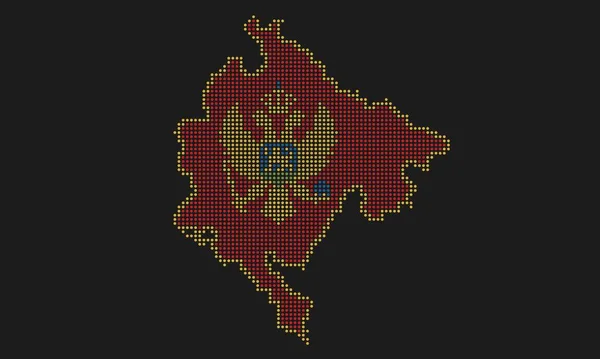 Чорногорія Розмістила Карті Прапор Текстурою Гранджу Мозаїчному Стилі Абстрактний Векторний — стоковий вектор