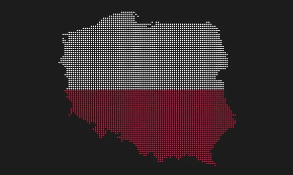 Polen Gestippelde Kaart Vlag Met Grunge Textuur Mozaïek Dot Stijl — Stockvector