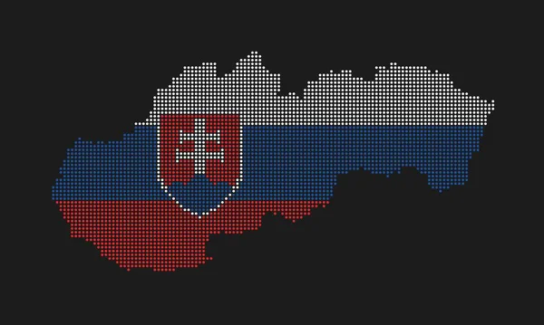 Szlovákia Pontozott Térkép Zászló Grunge Textúra Mozaik Pont Stílusban Absztrakt — Stock Vector