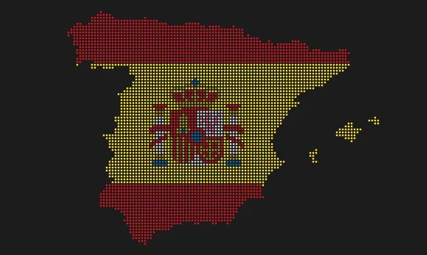 Bandera España Punteada Mapa Con Textura Grunge Estilo Punto Mosaico — Vector de stock