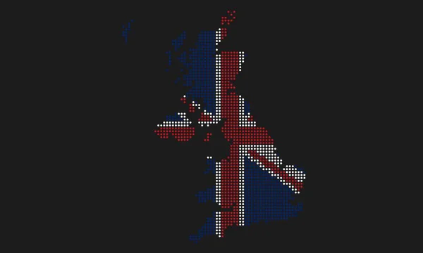 Bandiera Cartografica Punteggiata Del Regno Unito Del Regno Unito Con — Vettoriale Stock
