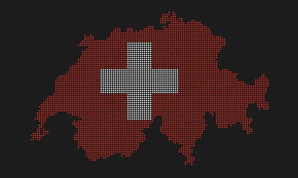 Bandeira Mapa Pontilhada Suíça Suíça Com Textura Grunge Estilo Mosaico — Vetor de Stock