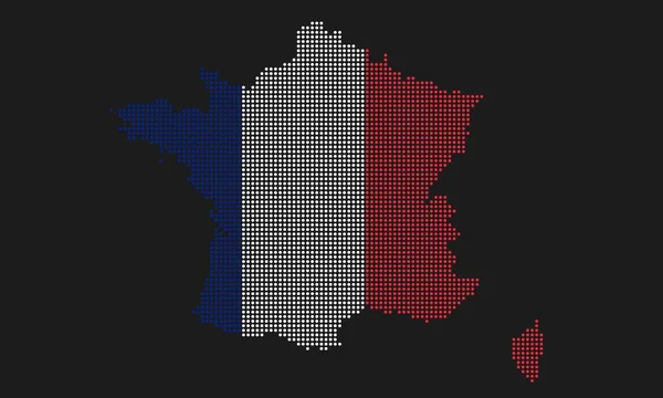 France Drapeau Carte Pointillé Avec Texture Grunge Dans Style Point — Image vectorielle
