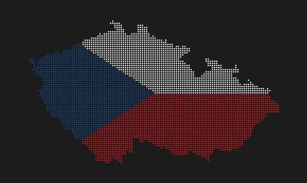 Czech Republic モザイク ドット スタイルのグランジ テクスチャの旗 インフォグラフィックのためのハーフトーン効果を持つ国の地図の抽象的なピクセルベクトルイラスト — ストックベクタ