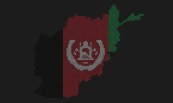 Afghanistan Gestippelde Kaart Vlag Met Grunge Textuur Mozaïek Dot Stijl — Stockvector